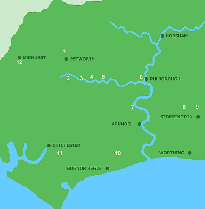 Petworth and Bognor Angling Club Locations Map 